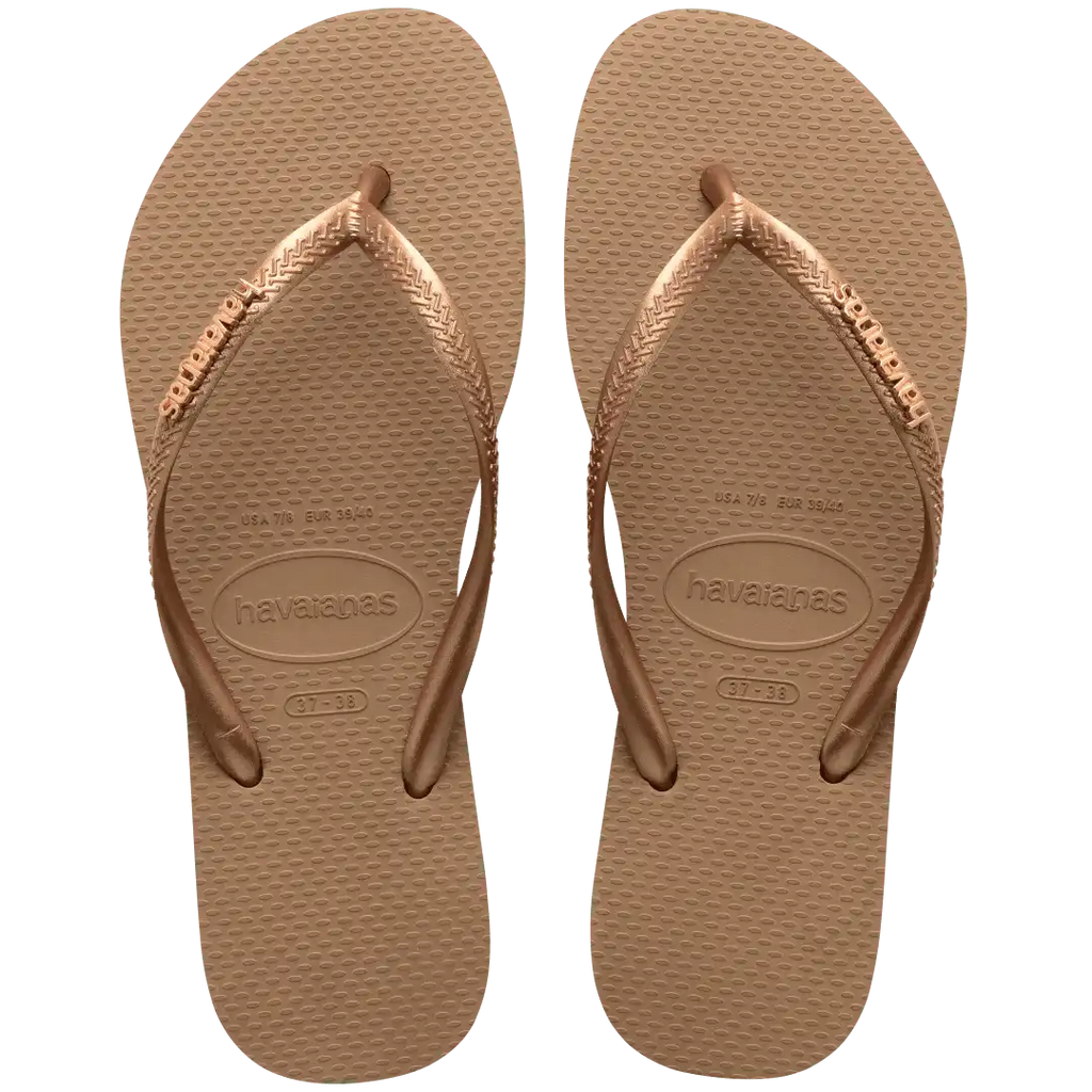 Women's Slim Logo Metallic Flip Flops