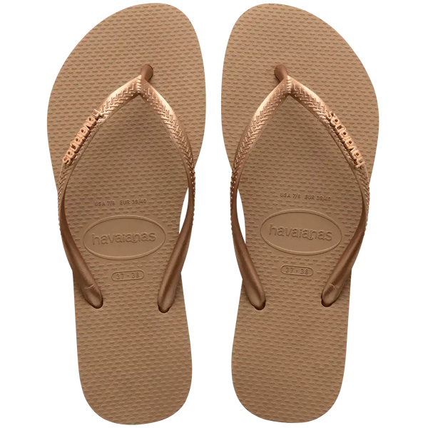 Women's Slim Logo Metallic Flip Flops
