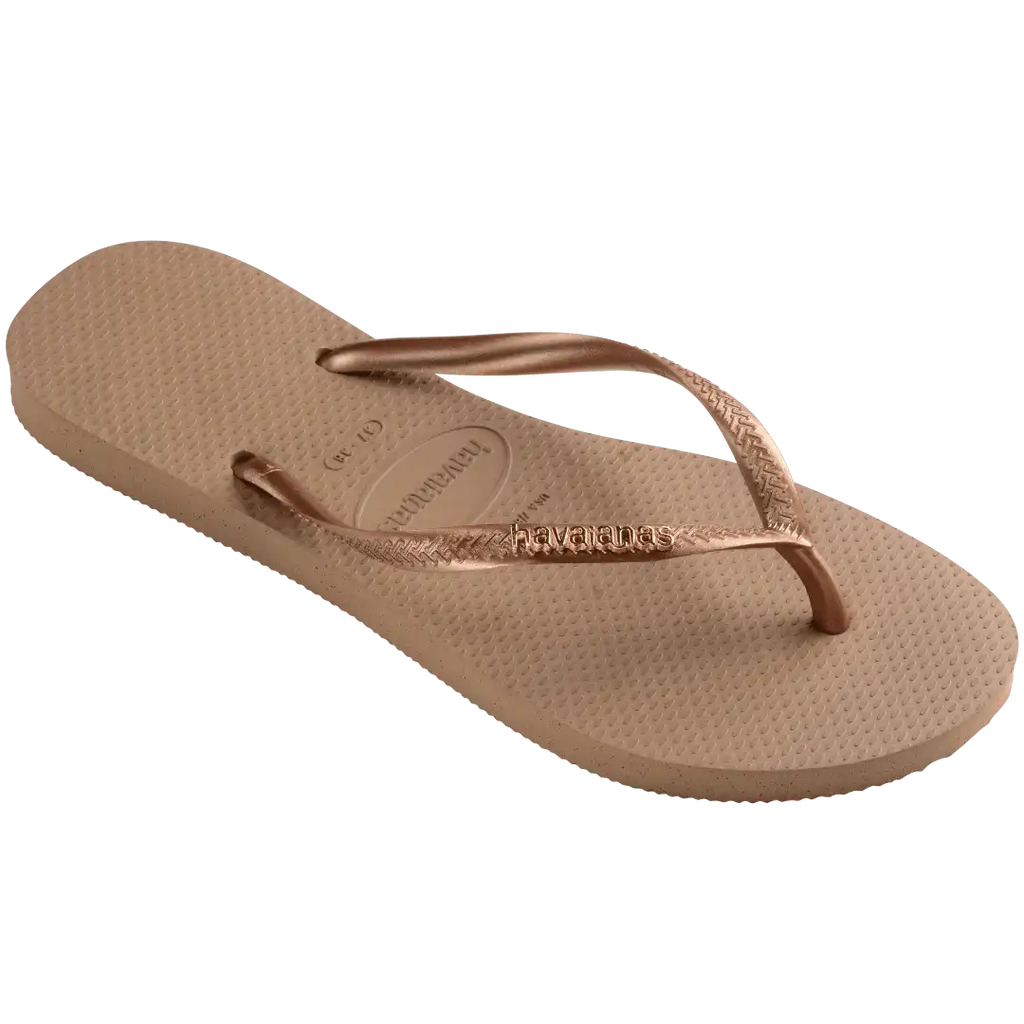 Women's Slim Logo Metallic Flip Flops