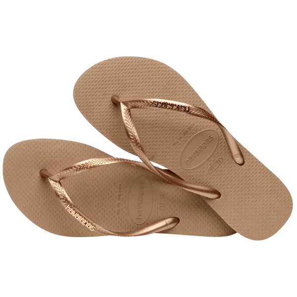 Women's Slim Logo Metallic Flip Flops