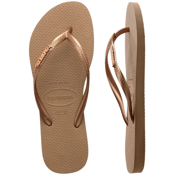 Women's Slim Logo Metallic Flip Flops