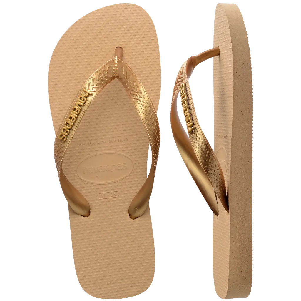 Women's Top Logo Metallic Flip Flops