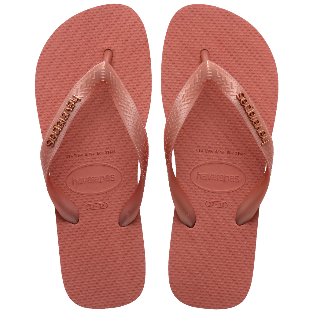 Women's Top Logo Metallic Flip Flops