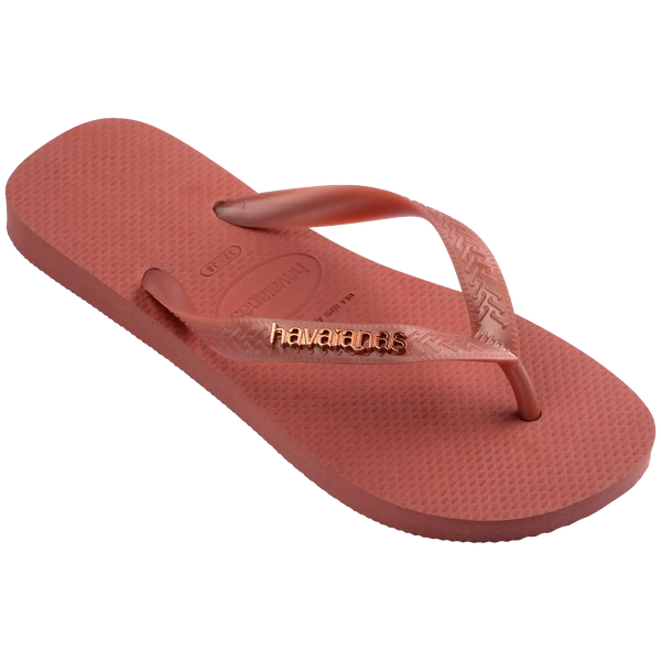 Women's Top Logo Metallic Flip Flops