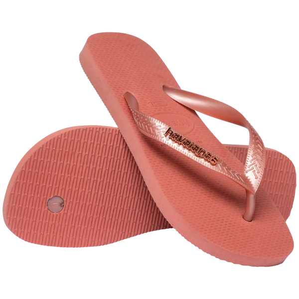 Women's Top Logo Metallic Flip Flops