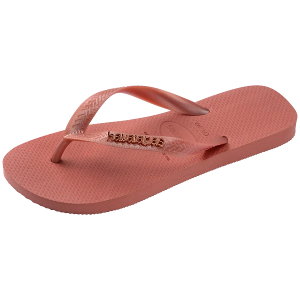 Women's Top Logo Metallic Flip Flops