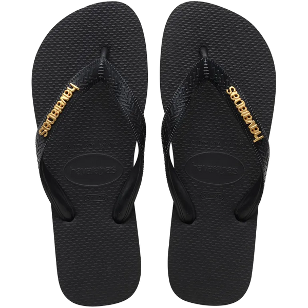 Women's Top Logo Metallic Flip Flops