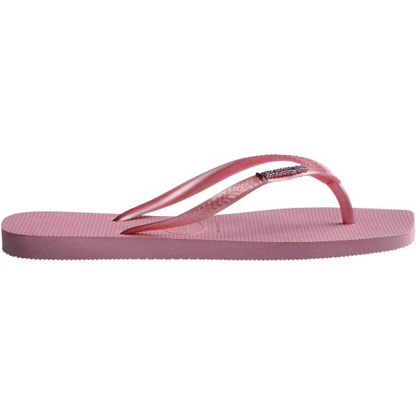 Women's Slim Square Logo Metallic Flip Flops