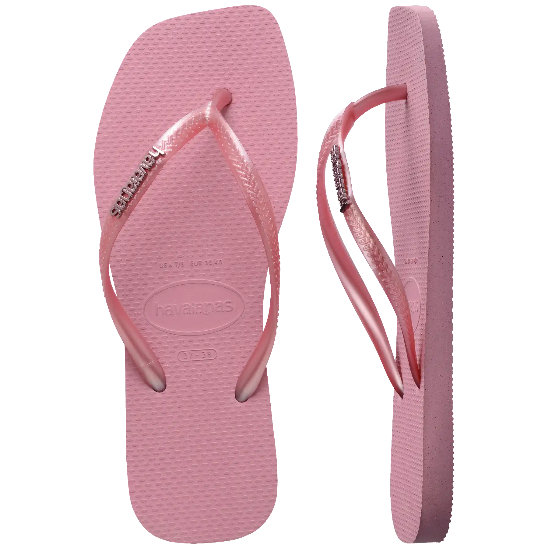 Women's Slim Square Logo Metallic Flip Flops Secondary image